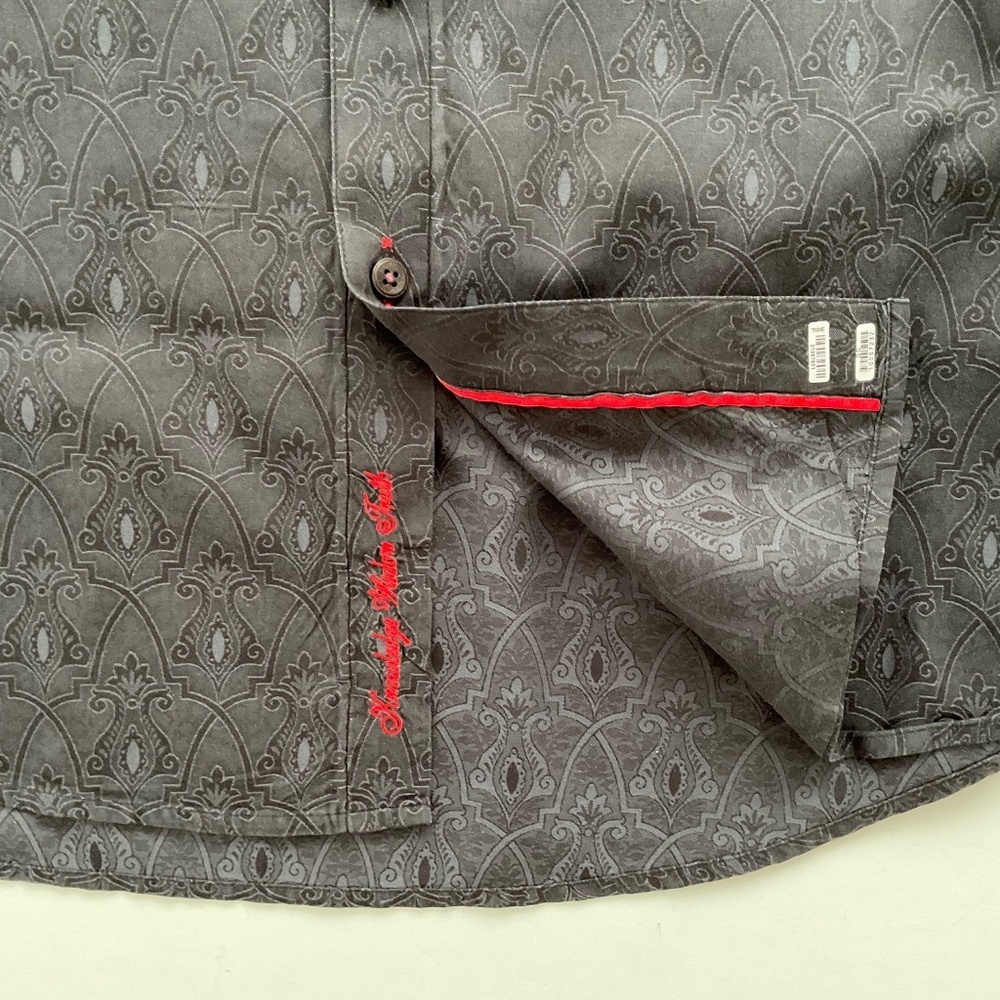 Robert Graham Mens Exclusive Button Down Shirt 2XL Black Renaissance Raphael - Picture 9 of 12